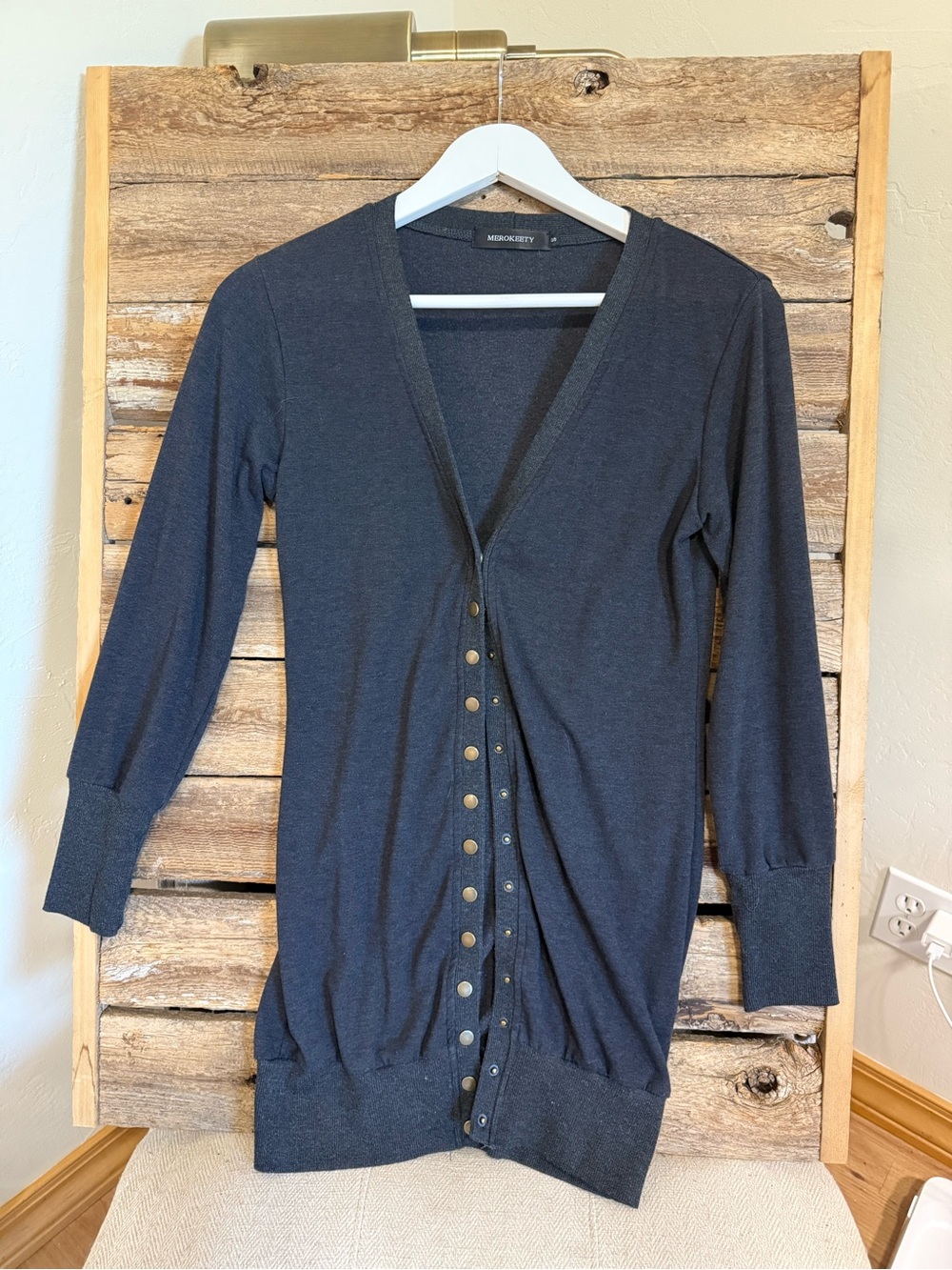 Long V-Neck Black Button Cardigan Sweater
